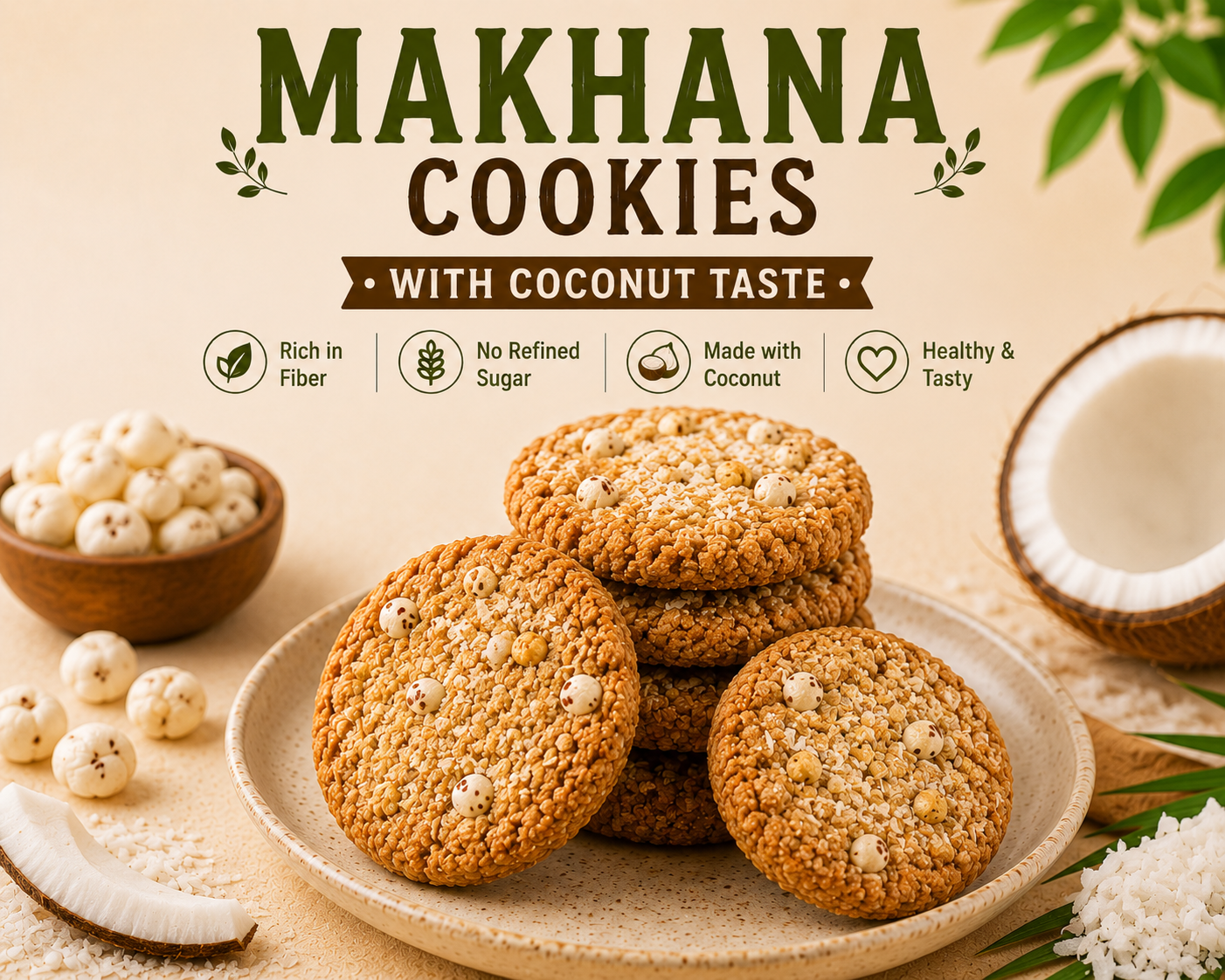 Makhana Cookies with Coconut Taste